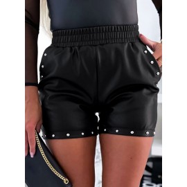 Beaded Faux Leather High Waist Shorts Beaded Faux Leather High Waist Shorts