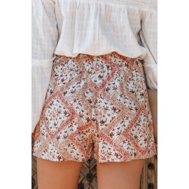 White High Rise Pocketed Floral Shorts White High Rise Pocketed Floral Shorts