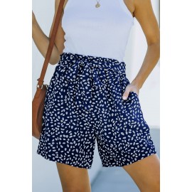 Blue Spotted Print Loose Casual High Waist Shorts Blue Spotted Print Loose Casual High Waist Shorts