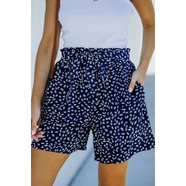 Blue Spotted Print Loose Casual High Waist Shorts Blue Spotted Print Loose Casual High Waist Shorts