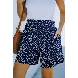 Blue Spotted Print Loose Casual High Waist Shorts Blue Spotted Print Loose Casual High Waist Shorts