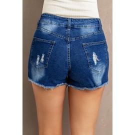 Lace Splicing Distressed Denim Shorts Lace Splicing Distressed Denim Shorts