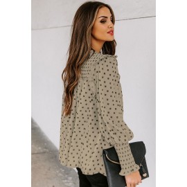 Apricot Smocked Ruffle Trim Blouse Apricot Smocked Ruffle Trim Blouse