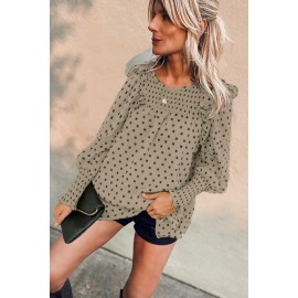 Apricot Smocked Ruffle Trim Blouse Apricot Smocked Ruffle Trim Blouse