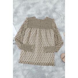 Apricot Smocked Ruffle Trim Blouse Apricot Smocked Ruffle Trim Blouse