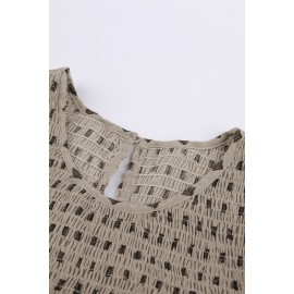 Apricot Smocked Ruffle Trim Blouse Apricot Smocked Ruffle Trim Blouse