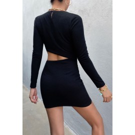 Black Long Sleeve Cut-out Mini Dress Black Long Sleeve Cut-out Mini Dress
